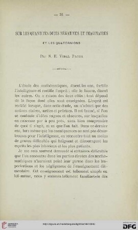 2.Ser. 8.1887: Sur les quantités dites négatives et imaginaires et les quaternions