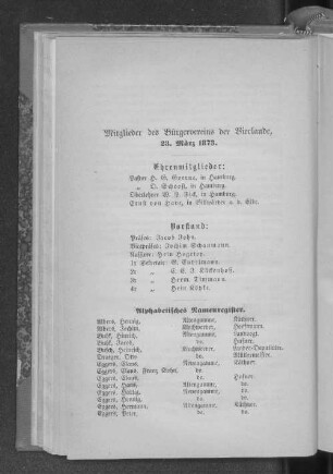 Mitglieder des Bürgervereins der Vierlande, 23. März 1873.