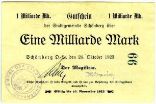 Gutschein über Eine Milliarde Mark