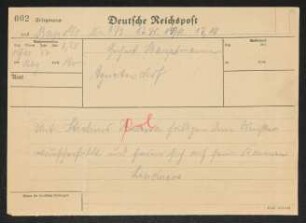 Brief von Ludwig Lindner und Elisabeth Lindner an Gerhart Hauptmann