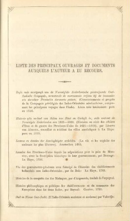 List des principaux ouvrages et documents auxquels l'auteur a eu recours