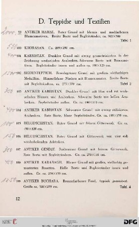 D. Teppiche und Textilien (Nr. 99-126)