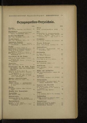 Bezugsquellen-Verzeichnis