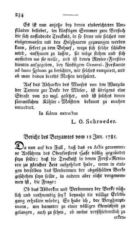 Bericht des Bergamtes vom 12 Jun. 1785.