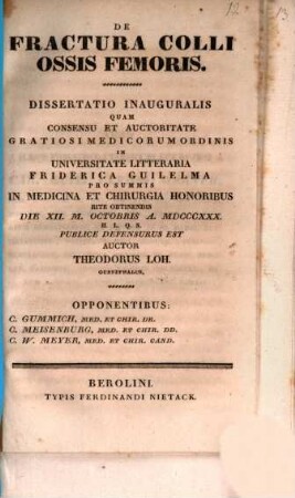 De fractura colli ossis femoris : Diss. inaug.