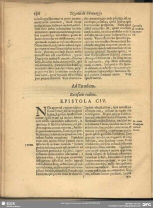 Ad Eundem. Excusatio reditus. Epistola CIV.