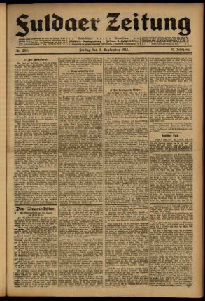 Erste Ausgabe vom Freitag, den 05. September 1913.