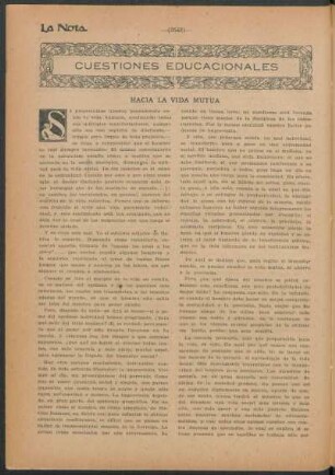 Cuestiones educacionales : Hacia la vida mutua