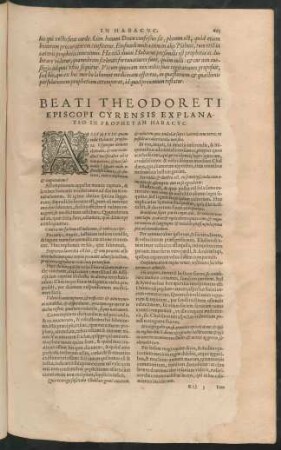 Beati Theodoreti Episcopi Cyrensis Explanatio In Prophetam Habacuc.