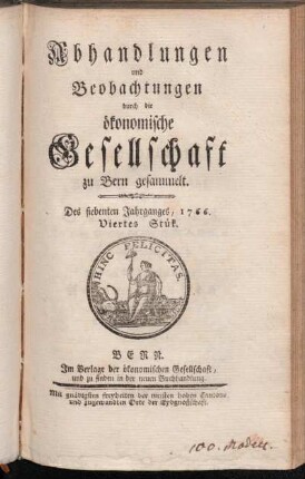 Des siebenten Jahrganges, 1766. Viertes Stük