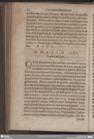 Oratio III. Franci Militis