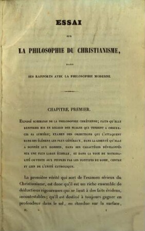 Essai sur la Philosophie du Christianisme : considérée dans ses rapports avec la philosophie moderne, 2