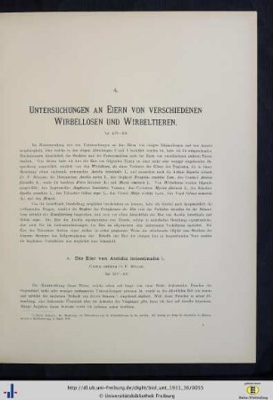 Untersuchungen an Eiern von verschiedenen Wirbellosen und Wirbeltieren.