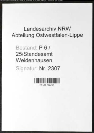 Sterberegister Standesamt Weidenhausen