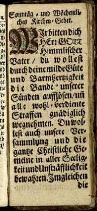 Sonntäg- und Wöchentliches Kirchen-Gebet. - Wöchentliches Bet-Stunden Gebet.