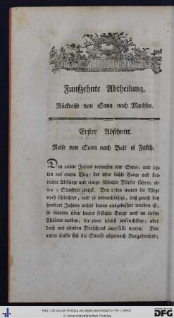 Fünfzehnte Abtheilung. Rückreise von Sana nach Mochha.