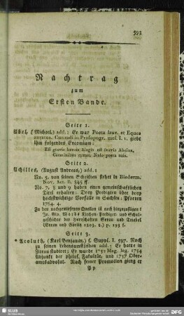 Nachtrag zum Ersten Bande