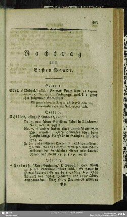 Nachtrag zum Ersten Bande