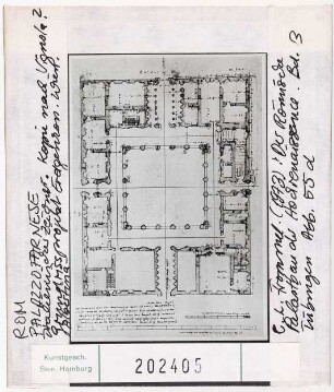 Rom: Palazzo Farnese, Grundriss des Erdgeschosses, Kopie nach Vignola