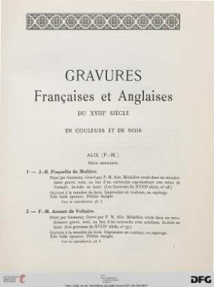 Gravures Françaises et Anglaises du XVIIIe siècle en couleurs et en noir (Nr. 1-162)