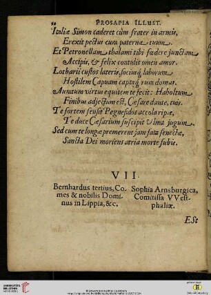 VII. Bernhardus tertius, Comes & nobilis Dominus in Lippia, &c. Sophia Arnsburgica, Comitissa VVestphaliæ