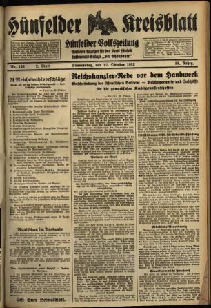 Zweite Ausgabe vom Donnerstag, den 27. Oktober 1932.