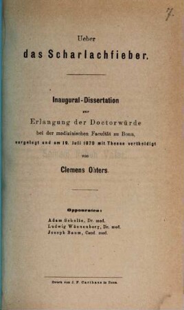 Ueber das Scharlachfieber