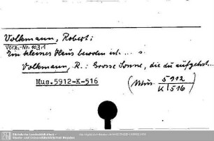 Volkmann, Robert, Ein kleines Haus