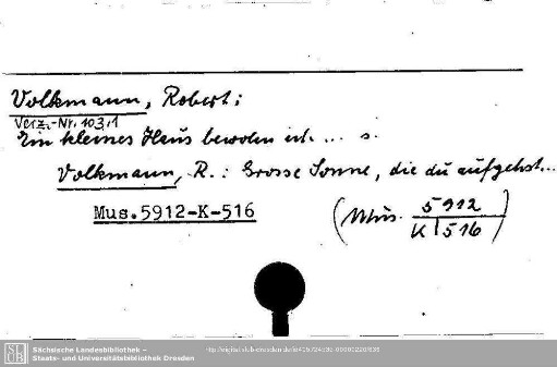 Volkmann, Robert, Ein kleines Haus