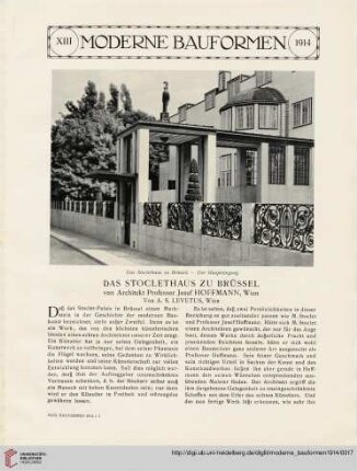 Das Stoclethaus zu Brüssel : von Architekt Professor Josef Hoffmann, Wien
