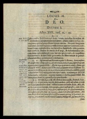Locus II. De Deo