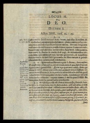 Locus II. De Deo