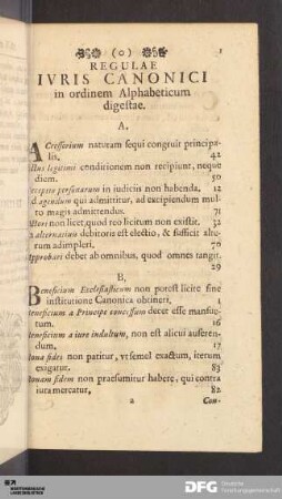 Regulae Ivris Canonici in ordinem Alphabeticum digestae.