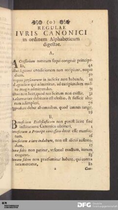 Regulae Ivris Canonici in ordinem Alphabeticum digestae.
