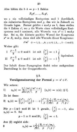 § 3. Verallgemeinerung der Formel p = a2 + b2