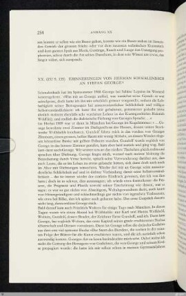 XX. Erinnerungen von Herman Schmalenbach an Stefan George