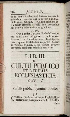 Lib. III. De Cultu Publico Et Ritibus Ecclesiasticis.
