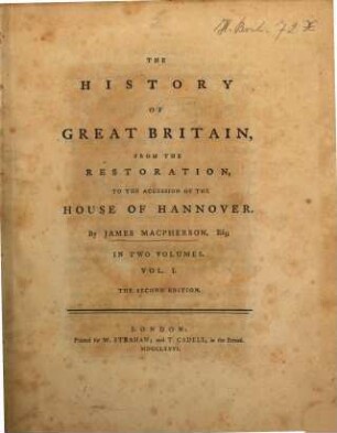 The History Of Great Britain, From The Restoration, To The Accession Of The House Of Hannover : In Two Volumes. 1