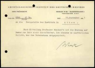 M. Schede an DAI Athen