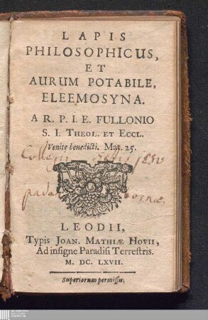 Lapis Philosophicus, Et Aurum Potabile, Eleemosyna