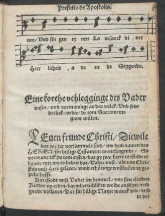 Ein korthe uthlegginge des Vader unses/ und vormaninge an dat volck ...