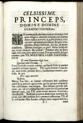 Celsissime Princepes, Domine Domine Clementissime, &c.