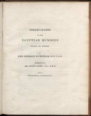Observations On Some Egyptian Mummies Opened In London