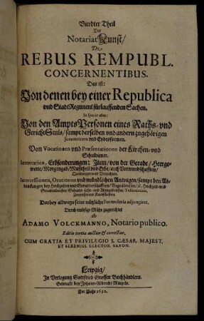 4: Informatio Notariorum, Und Verbesserte Notariat-Kunst/ Oder Hand- und Formularbuch. 4