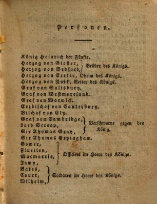 Shakespear's dramatische Werke. 15. König Heinrich der Fünfte. König Heinrich der Sechste, 1. Theil. - 1826. - 348 S.