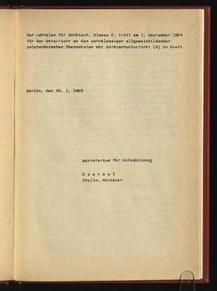 Der Lehrplan für ...