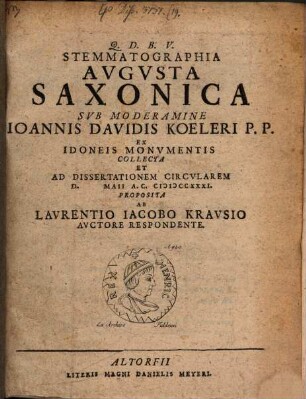 Stemmatographia Avgvsta Saxonica