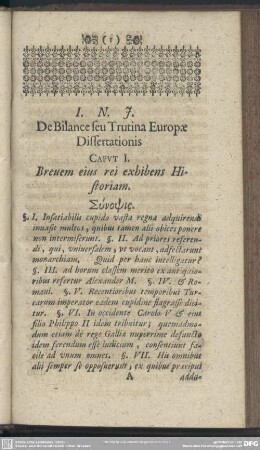Caput I. Brevem eius rei exhibens Historiam