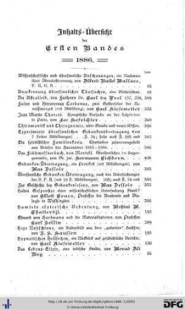 Inhalts-Übersicht des Ersten Bandes.