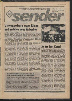 Betriebszeitung 'WF-Sender', Nr.43/1981 (2. Dezemberausgabe 1981)